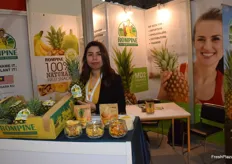 Mrs Rachel Lee is presenting Rompin Integrated Pineapple Industries Sdn. Bhd. The company supplies fresh MD2 pineapple and processed pineapple products from Malaysia.